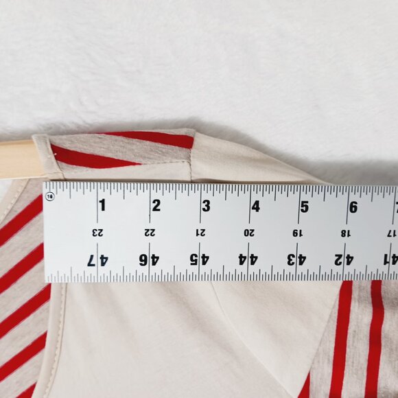 Umgee, Dress, Size Large, Red and Tan Stripes, with Ruffle and Tassel Accents - Picture 13 of 15